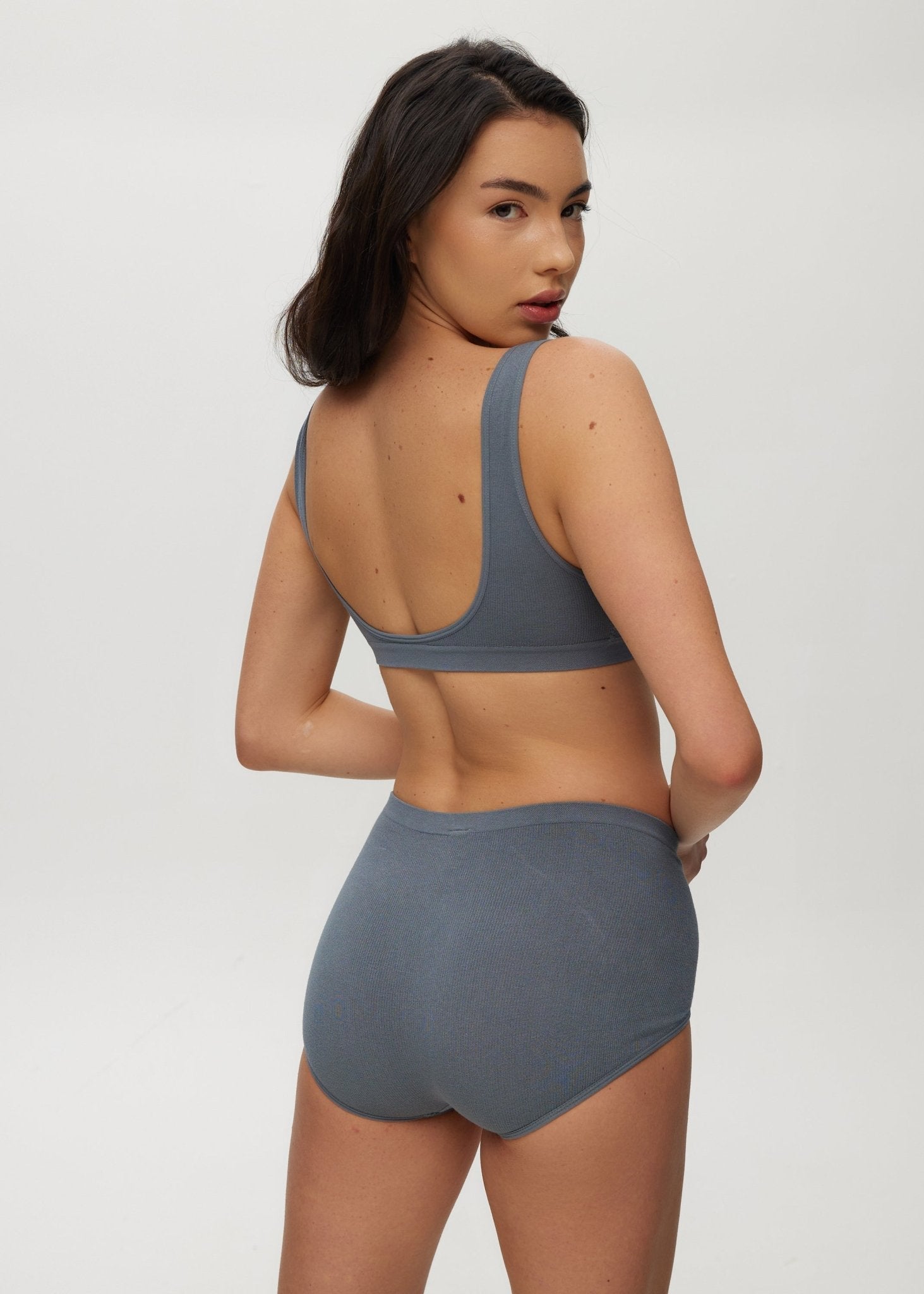 Seamless Rib Scoop Open Back Bralette
